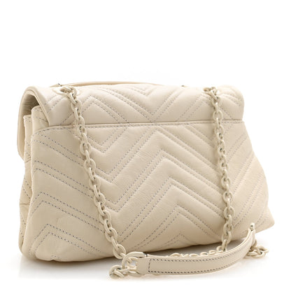 Gucci Calfskin Monochrome Small GG Marmont Shoulder Bag Ivory