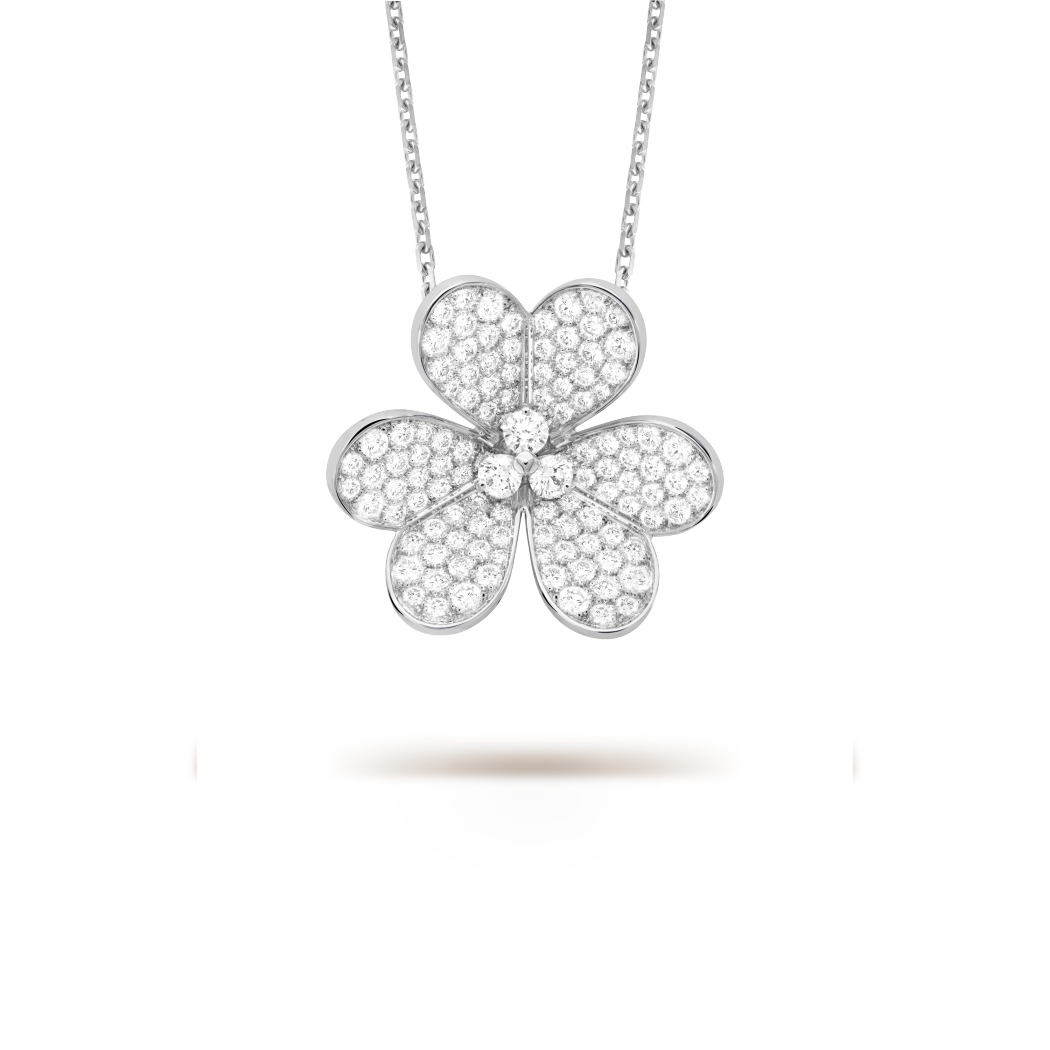 18K White Gold Diamond VCA Frivole Clip Pendant