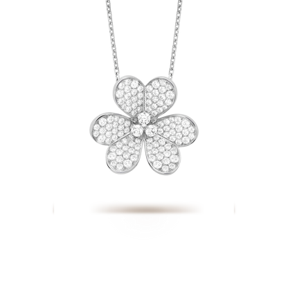 18K White Gold Diamond VCA Frivole Clip Pendant