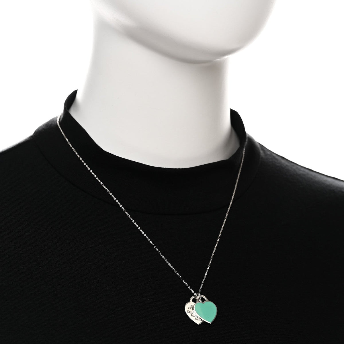 Tiffany Sterling Silver Enamel Return to Tiffany Heart Necklace Blue 40.6cm