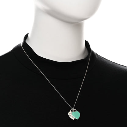Tiffany Sterling Silver Enamel Return to Tiffany Heart Necklace Blue 40.6cm