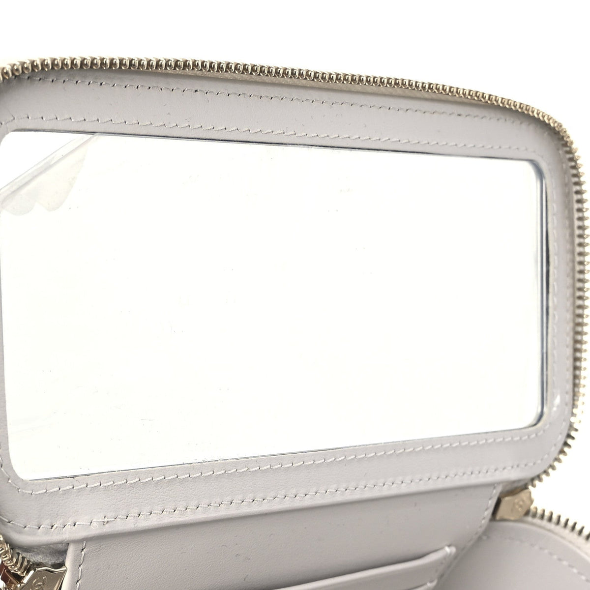 Chanel Caviar Quilted Small Tiny CC Vanity Case With Chain Light Grey