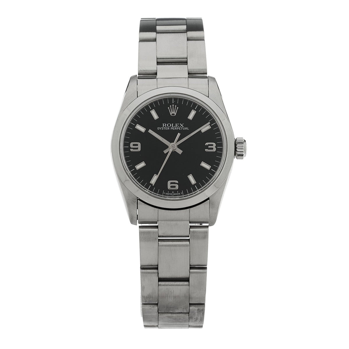 Rolex Stainless Steel 31mm Oyster Perpetual Watch Black 77080