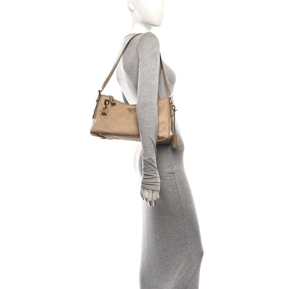 Prada Re-Nylon Vitello Large Aimee Shoulder Bag Cammello