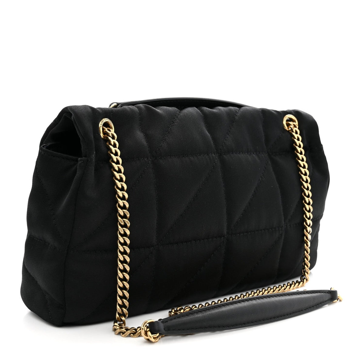 Saint Laurent Satin Patchwork Monogram Medium Jamie Bag Black