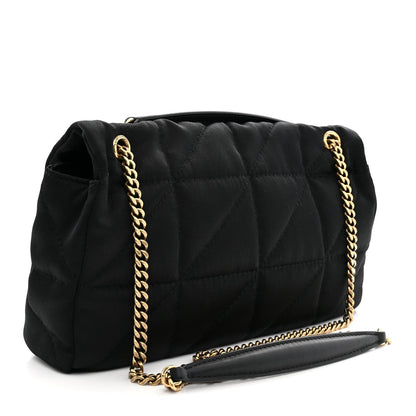 Saint Laurent Satin Patchwork Monogram Medium Jamie Bag Black