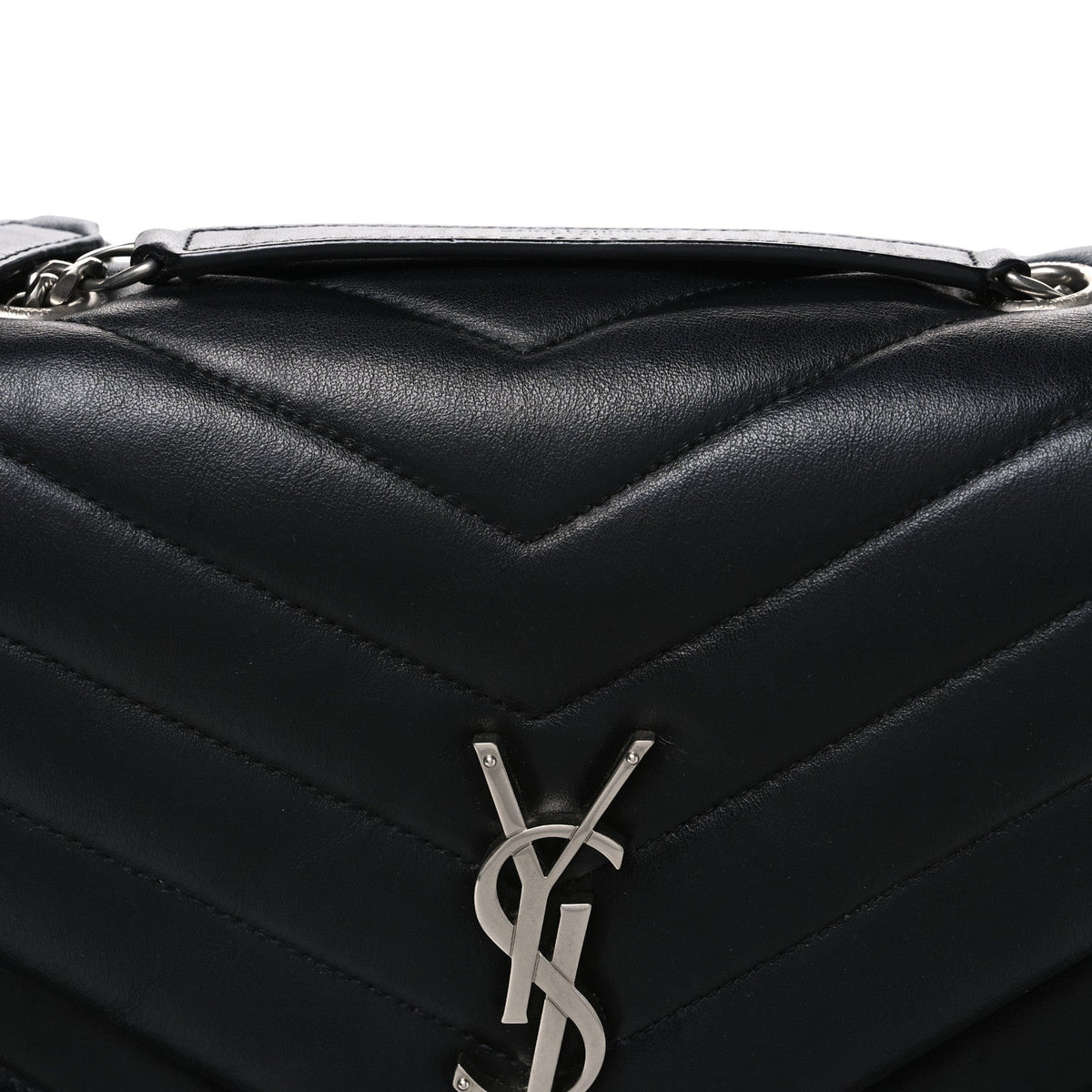 Saint Laurent Calfskin Y Quilted Monogram Medium Loulou Chain Satchel Black