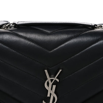 Saint Laurent Calfskin Y Quilted Monogram Medium Loulou Chain Satchel Black