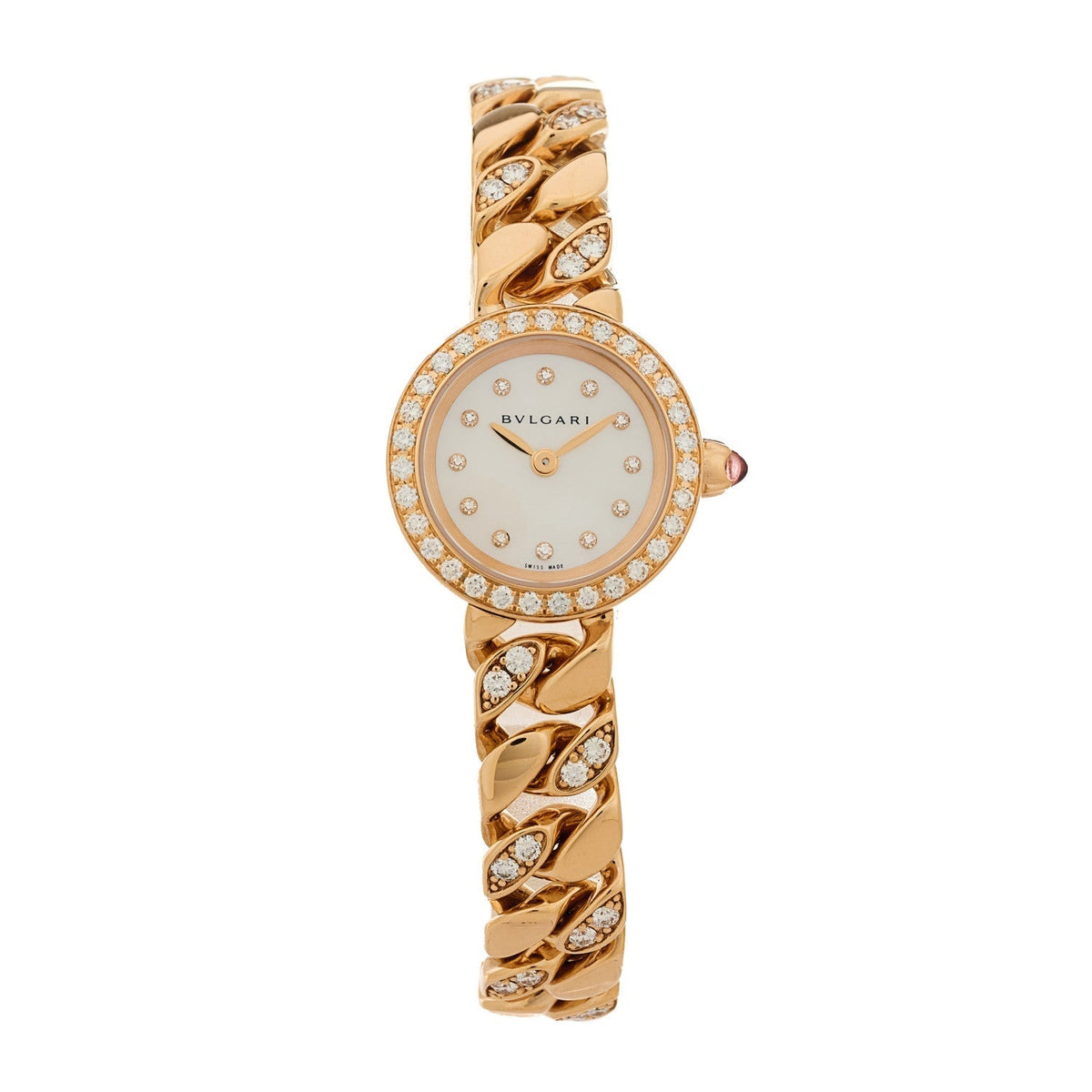 Bulgari 18K Rose Gold 22mm Piccola Catene Watch Mother of Pearl 1952427