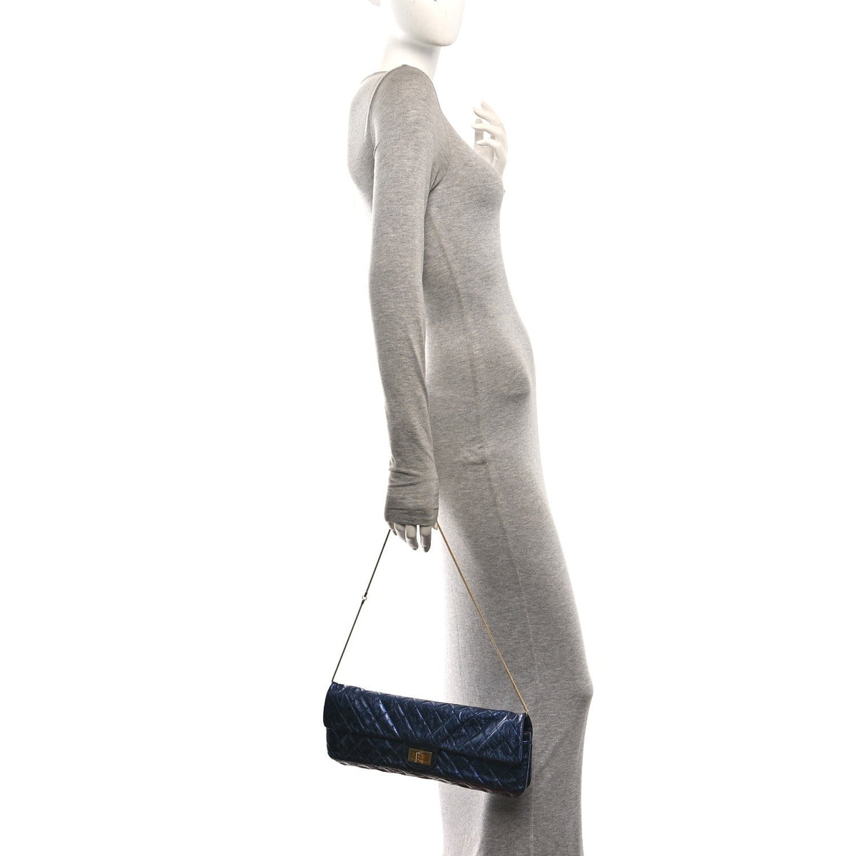 Chanel Metallic Calfskin 2.55 Reissue East West Clutch Blue