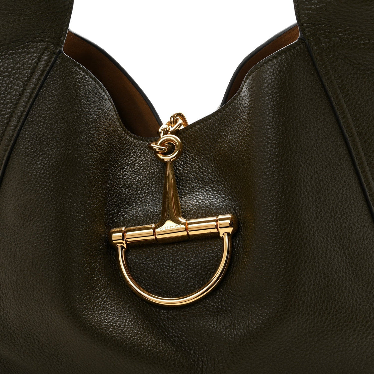 Gucci Grained Calfskin Softbit Maxi Shoulder Bag Forest Green