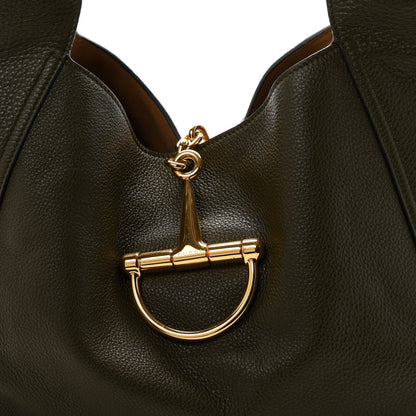 Gucci Grained Calfskin Softbit Maxi Shoulder Bag Forest Green