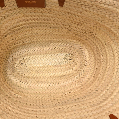 Celine Raffia Calfskin Triomphe Medium Panier Tan