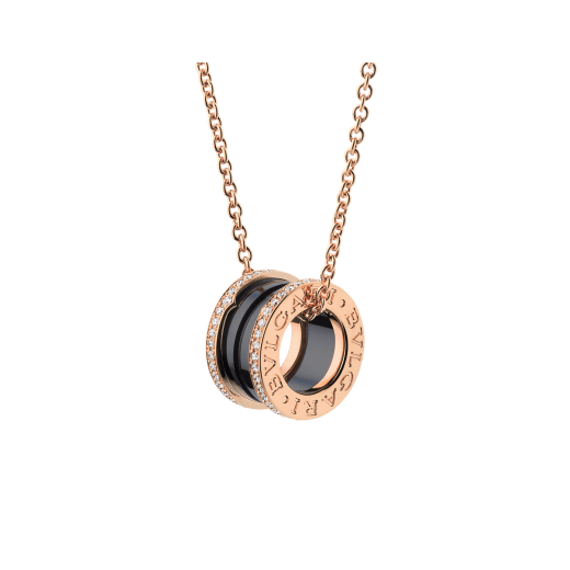 18K Rose Gold Diamond Black Ceramic B.zero1 Necklace