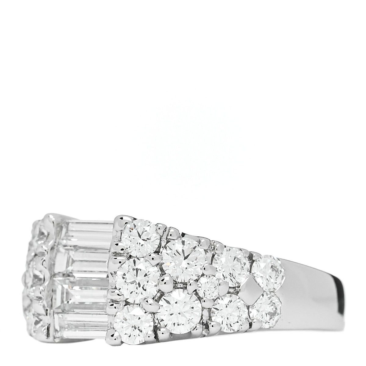 Parker & West 18K White Gold Diamond 1.92ctw Baguette Round Cut Ring 50 5.25