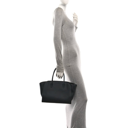 The Row Grained Calfskin Marlo 12 Tote Bag Black