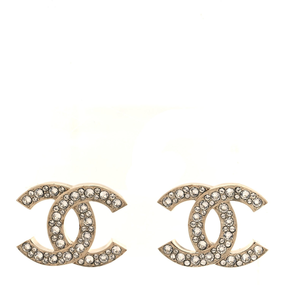 Chanel Crystal CC Earrings Light Gold