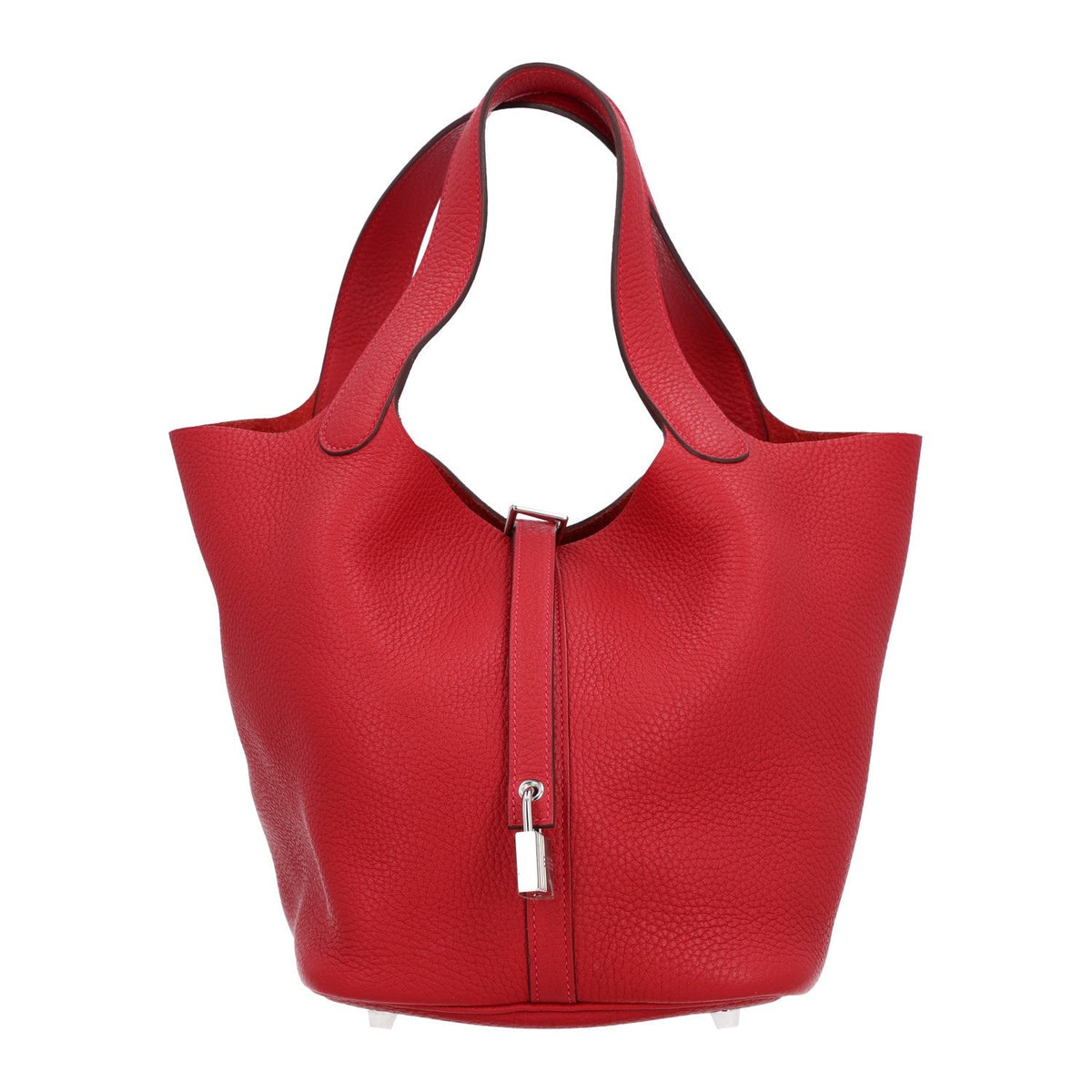 Hermes Taurillon Clemence 22cm Picotin Lock Bag Rouge Casaque