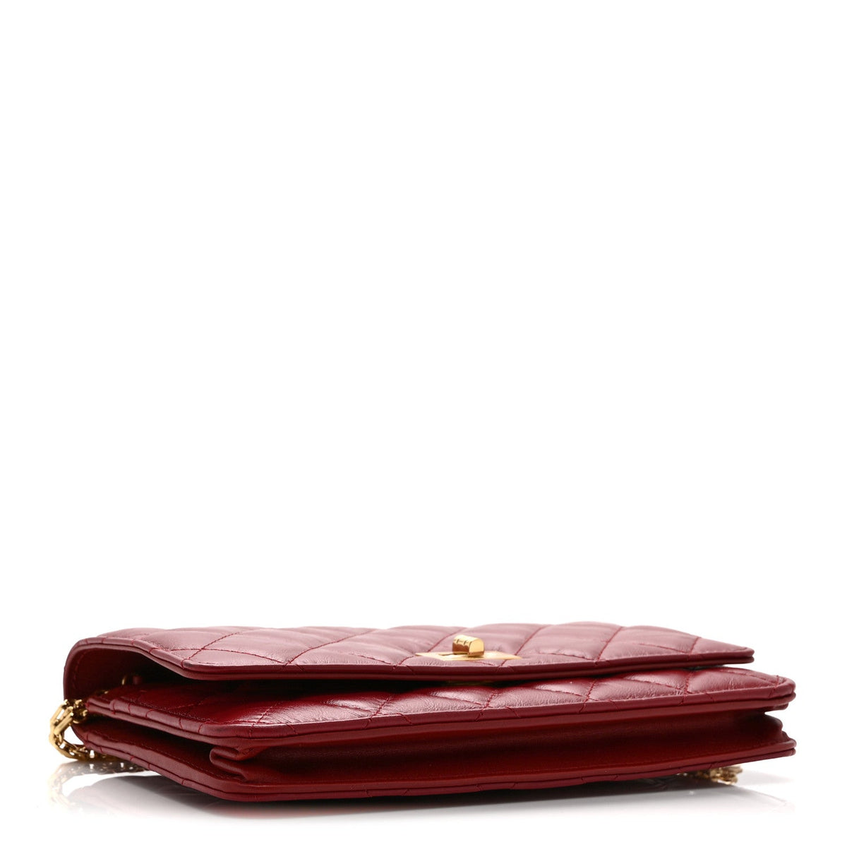 Chanel Aged Calfskin Quilted Reissue Wallet On Chain Red