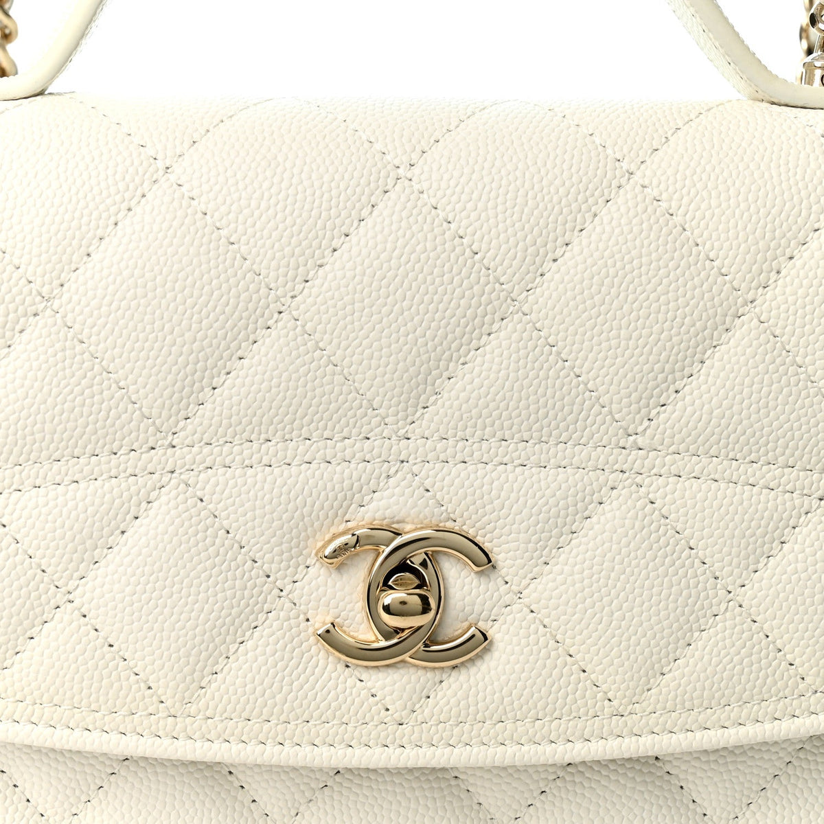 Chanel Caviar Quilted Top Handle Mini 25 Backpack White