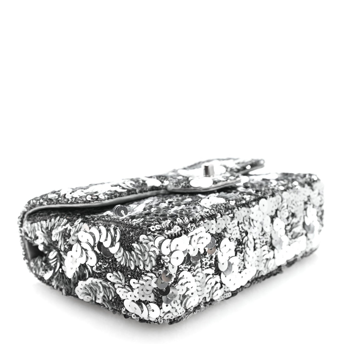Chanel Sequin Mini Rectangular Flap Silver
