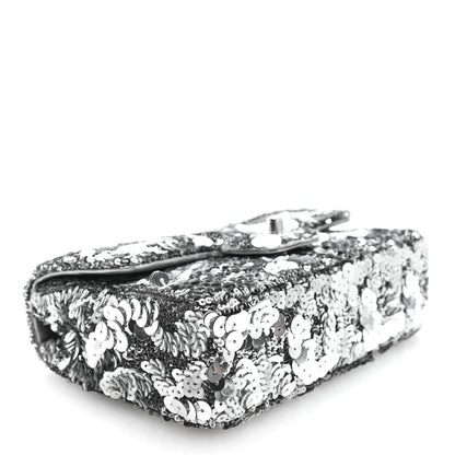 Chanel Sequin Mini Rectangular Flap Silver
