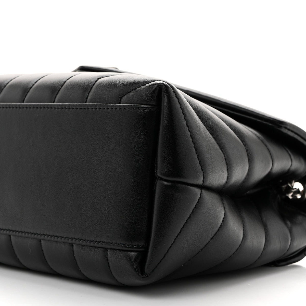 Saint Laurent Calfskin Y Quilted Monogram Small Loulou Chain Satchel Black