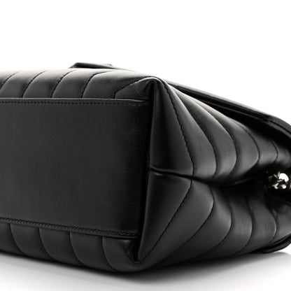 Saint Laurent Calfskin Y Quilted Monogram Small Loulou Chain Satchel Black