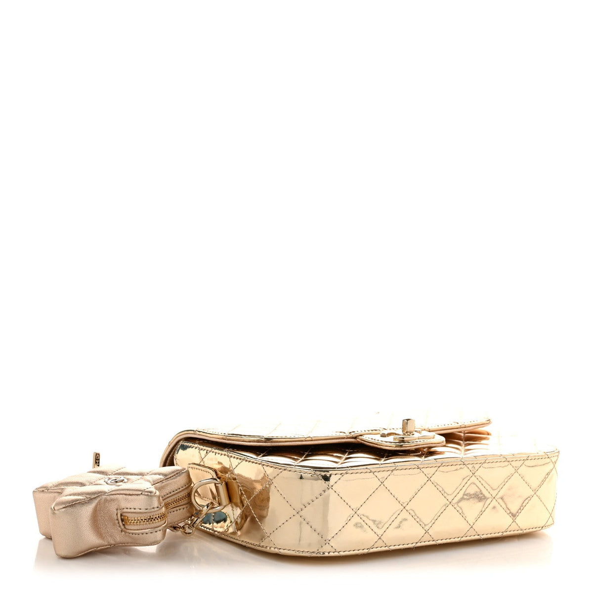 Chanel Mirror Calfskin Medium Hollywood Boulevard Flap Bag Light Gold