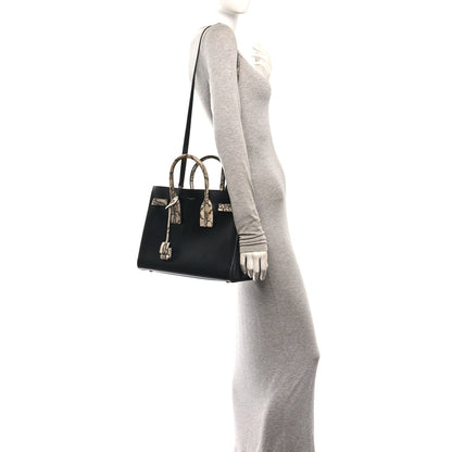 Saint Laurent Calfskin Embossed Python Small Sac De Jour Black