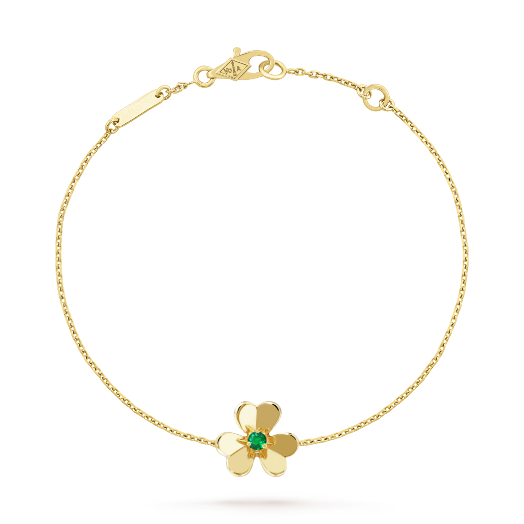 18K Yellow Gold Emerald VCA Frivole Mini Bracelet