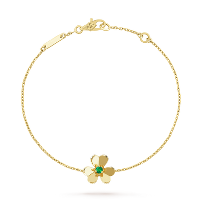 18K Yellow Gold Emerald VCA Frivole Mini Bracelet