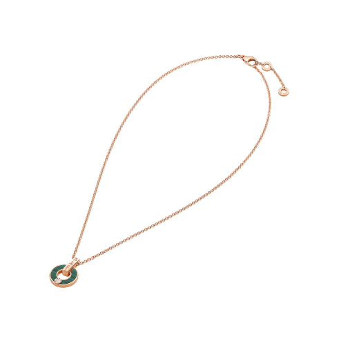 18K Rose Gold Diamond Malachite Necklace