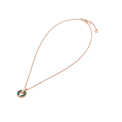 18K Rose Gold Diamond Malachite Necklace