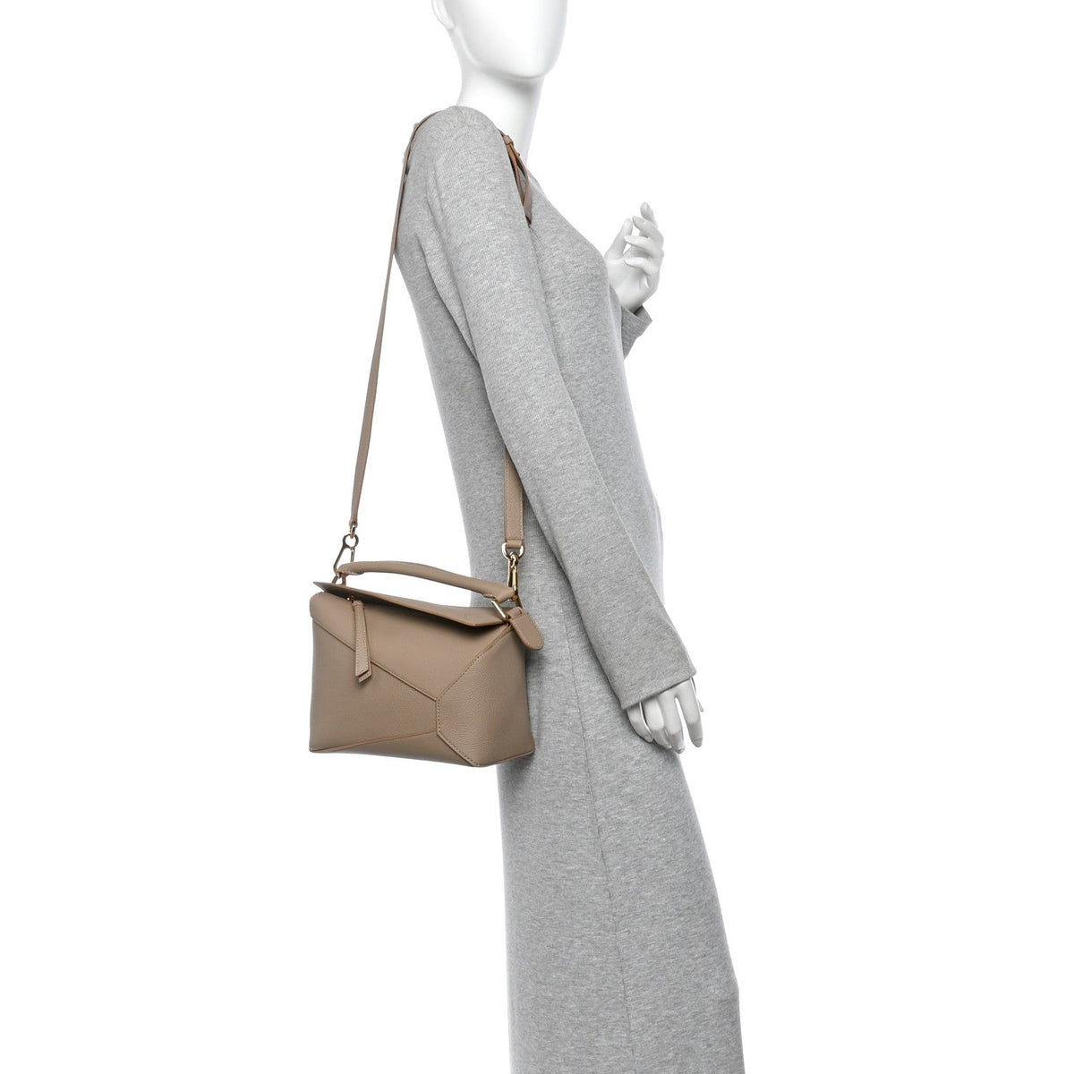 Loewe Grained Calfskin Small Puzzle Edge Bag Sand