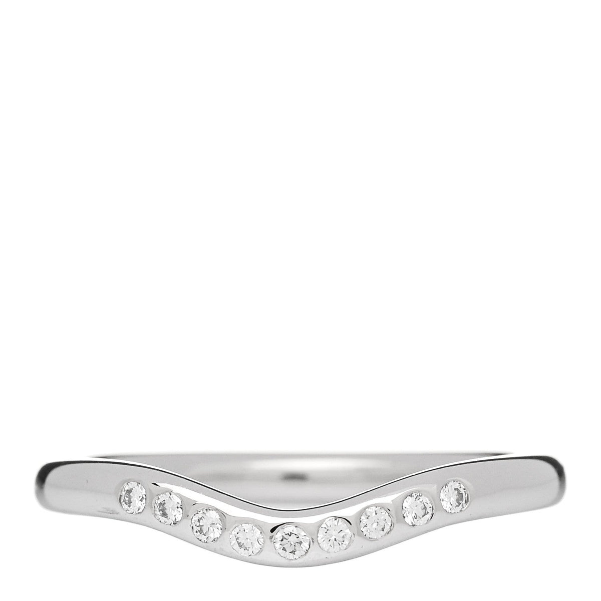 Tiffany Platinum Diamond Elsa Peretti Curved Band Ring