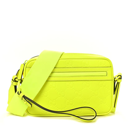 Gucci Rubber Effect Monogram GG Crossbody Bag Fluorescent Yellow