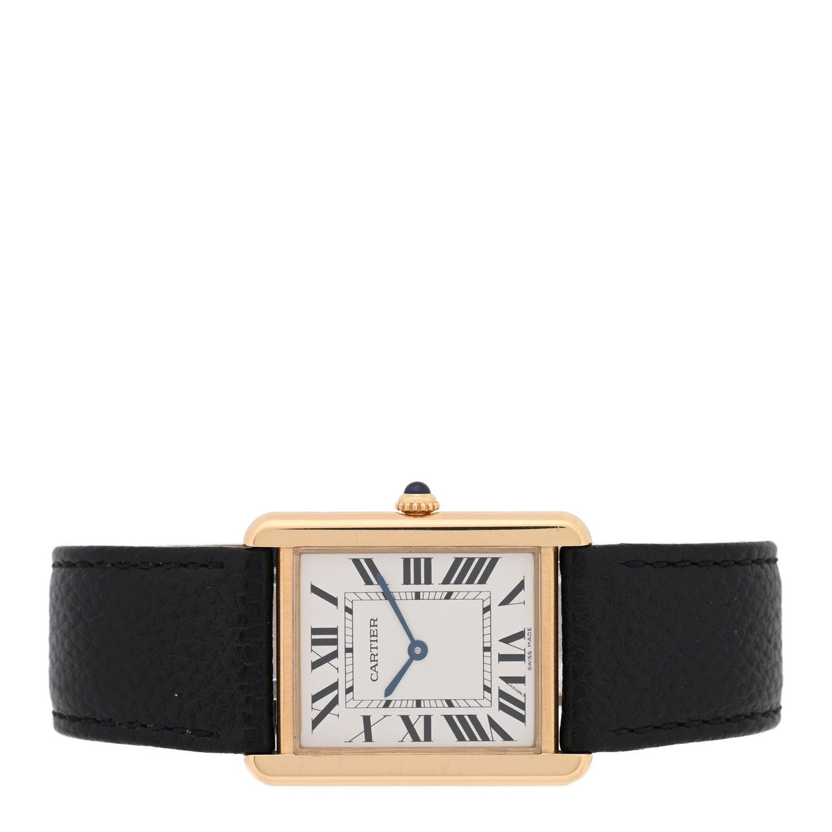 Cartier Stainless Steel 18K Yellow Gold Calfskin 27mm Tank Solo Quartz Watch