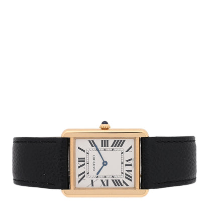Cartier Stainless Steel 18K Yellow Gold Calfskin 27mm Tank Solo Quartz Watch