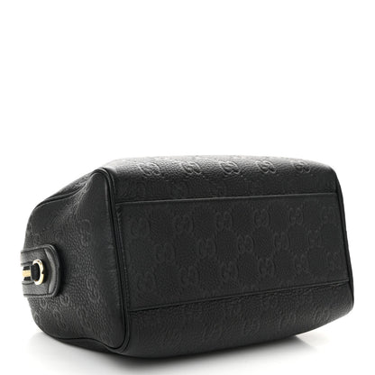 Gucci Calfskin GG Emblem Small Top Handle Bag Black