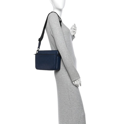 Louis Vuitton Calfskin Monogram Shadow Trio Messenger Navy