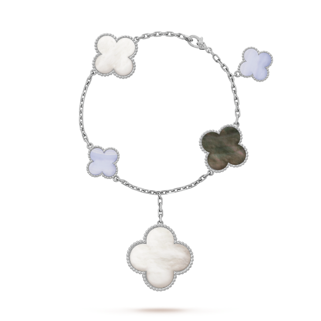18K White Gold Mother of Pearl VCA Magic Alhambra Bracelet