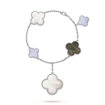 18K White Gold Mother of Pearl VCA Magic Alhambra Bracelet