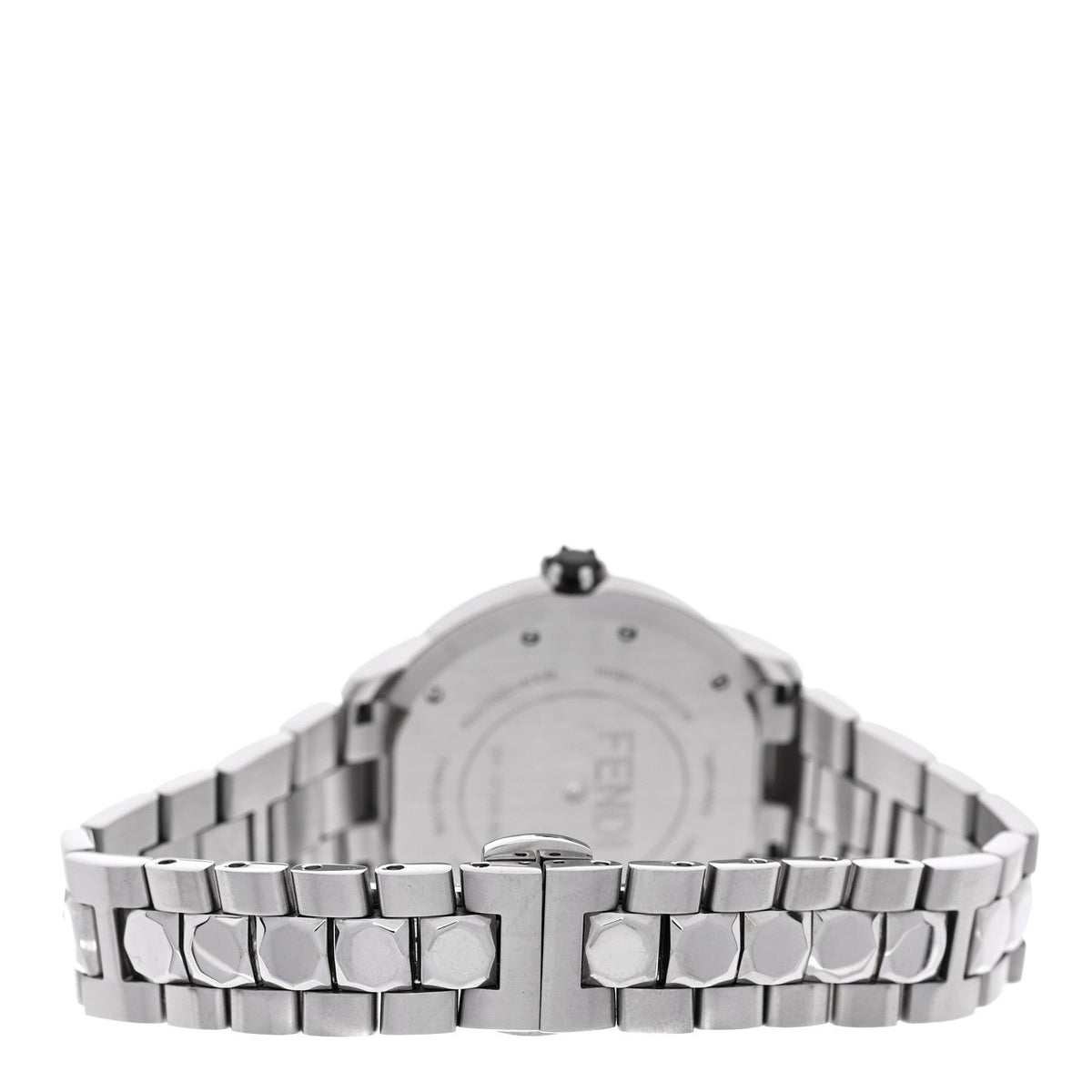 Fendi Stainless Steel Mother of Pearl Topaz Spinel 38mm Ishine Watch Black