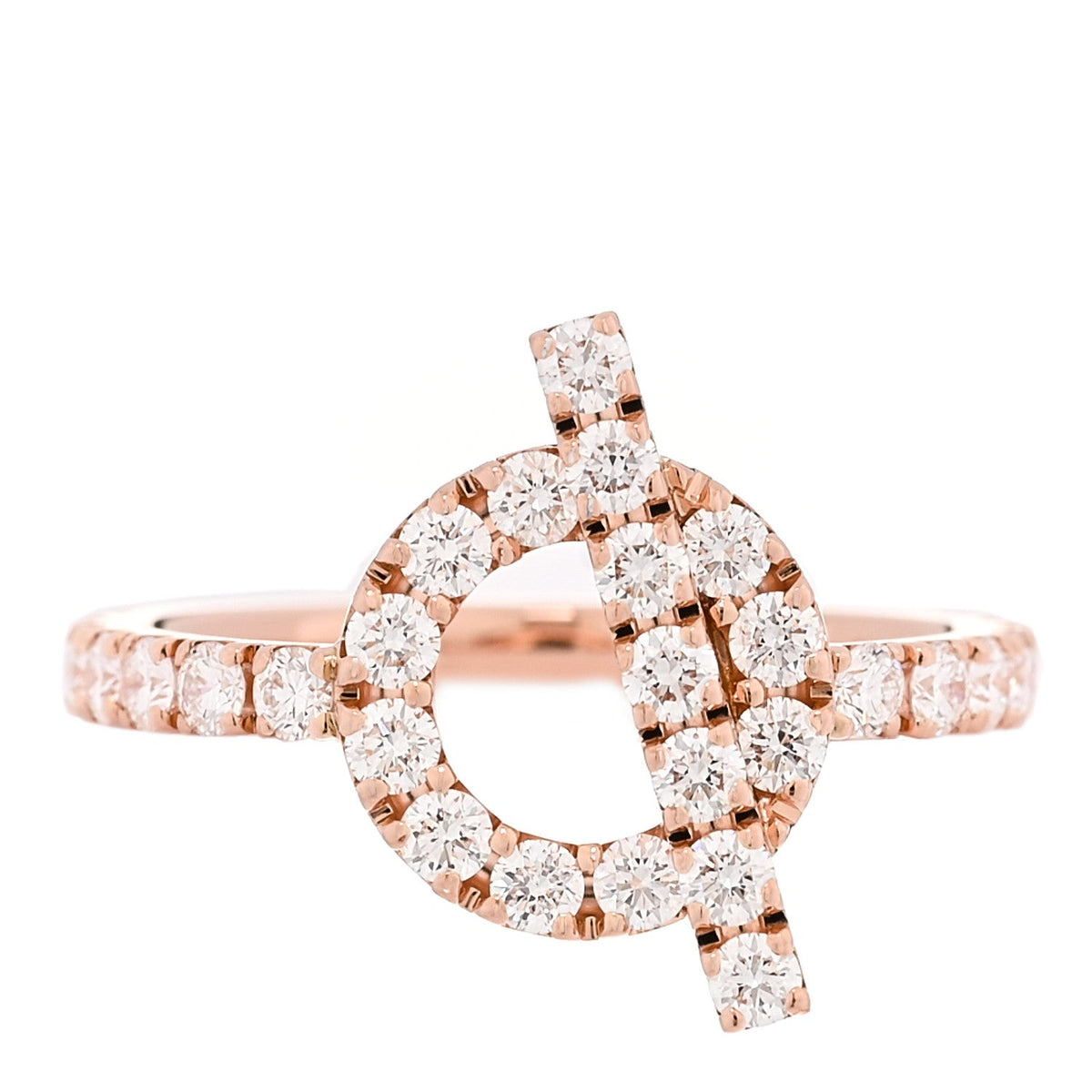 Hermes 18K Rose Gold Diamond Finesse Ring 52 6