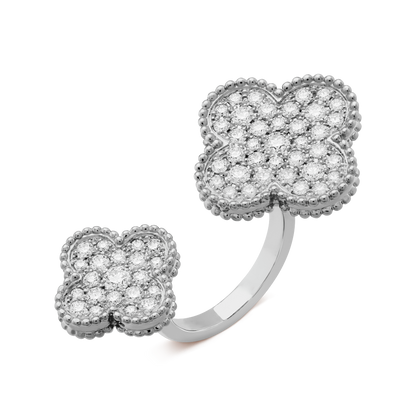 18K White Gold Diamond VCA Magic Alhambra Ring