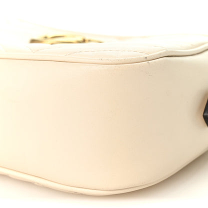 Gucci Calfskin Matelasse Small GG Marmont Shoulder Bag White