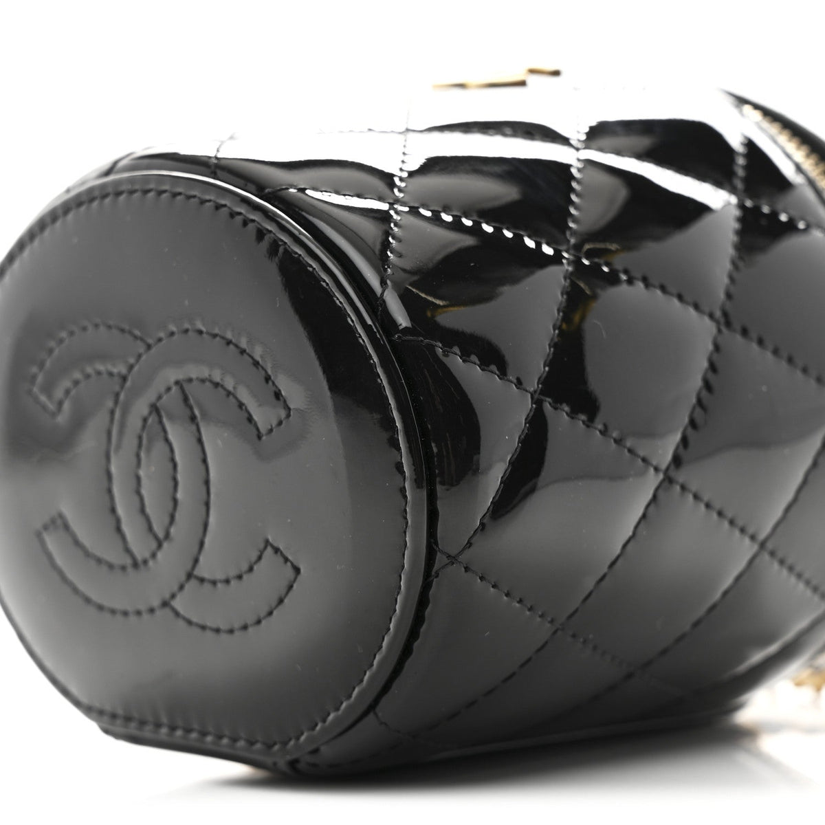 Chanel Patent Quilted Afternoon Tea Top Handle Vanity Case Black