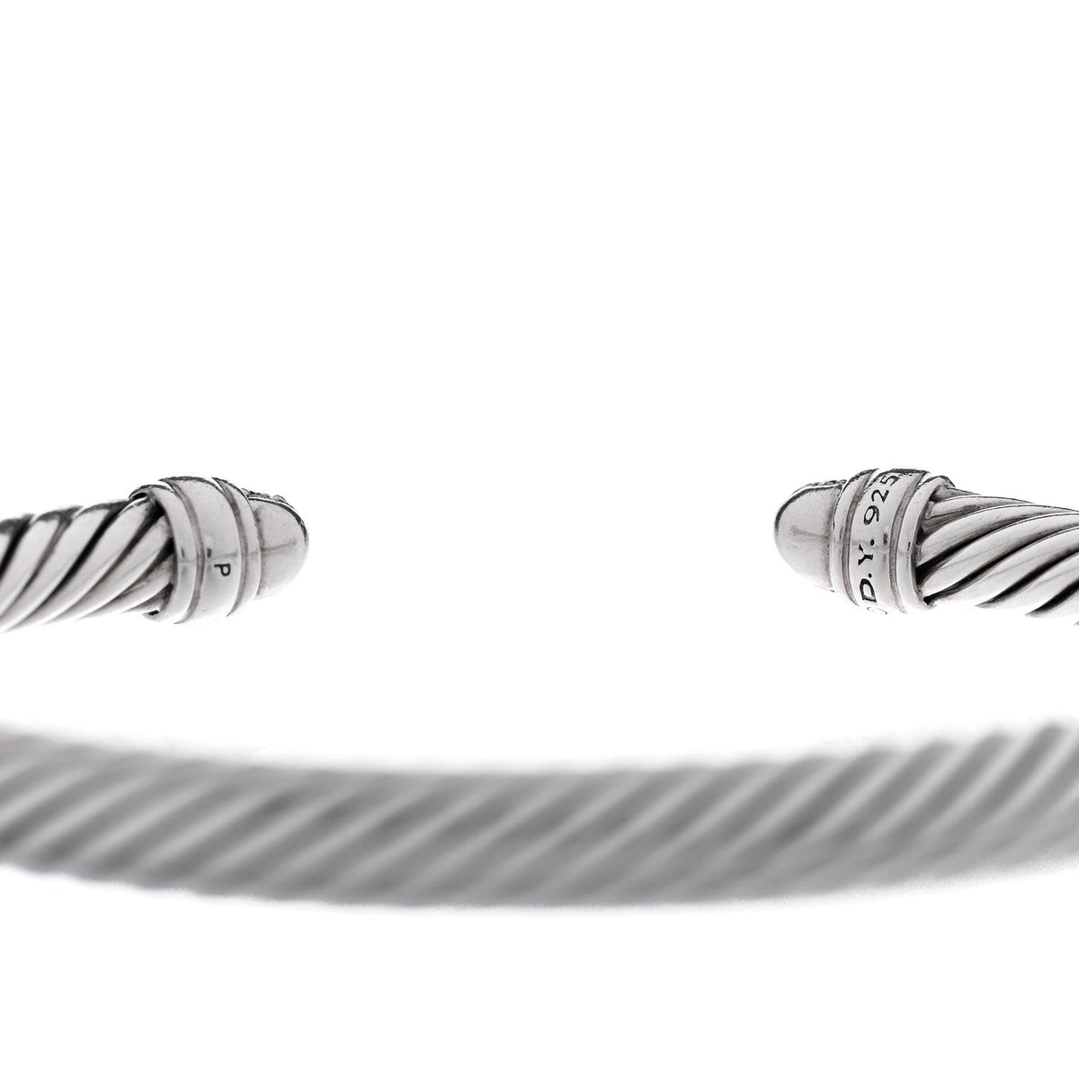 David Yurman Sterling Silver Diamond 0.26ct 5mm Cable Classics Bracelet
