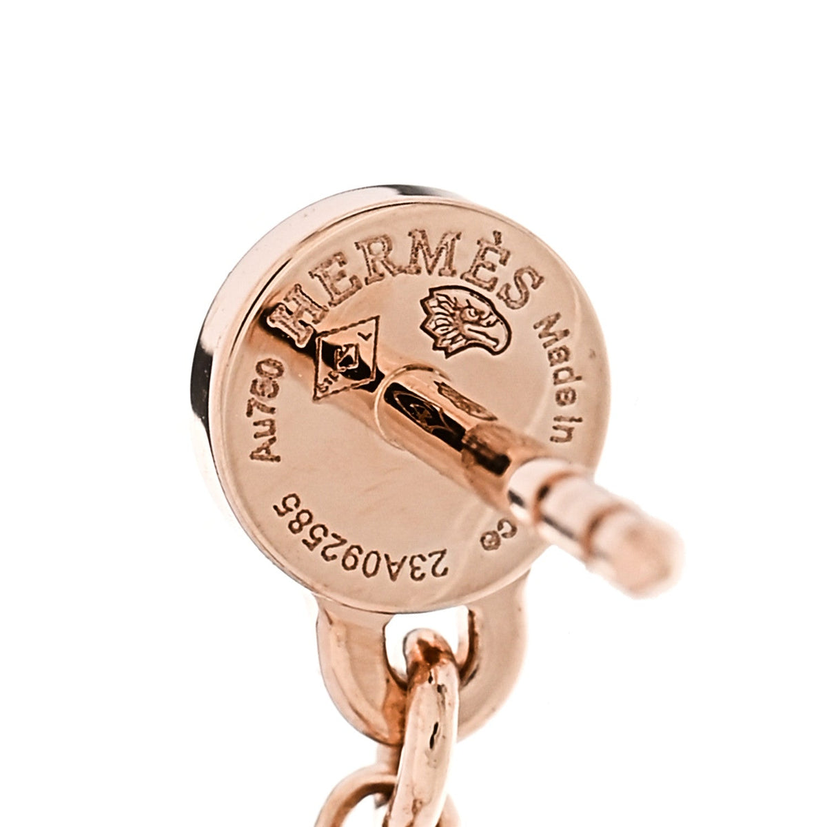 Hermes 18K Rose Gold Kelly Clochette Earrings